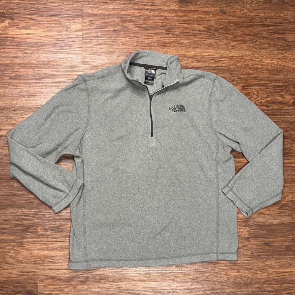 The North Face Mens L Gray 1/4 Zip Fleece Pullover Hiking Outdoor TNF